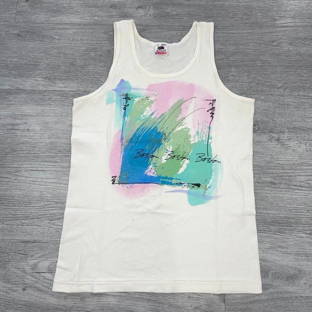 Vintage 90’s Women’s Small Boston Design Tank Top Fruit Of The Loom Vtg 1990s
